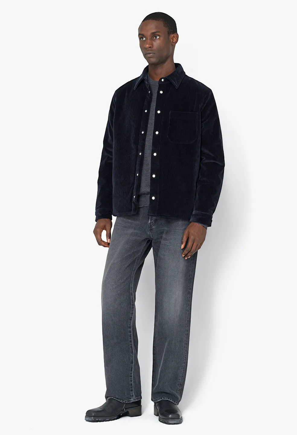 Corduroy Padded Overshirt / Navy