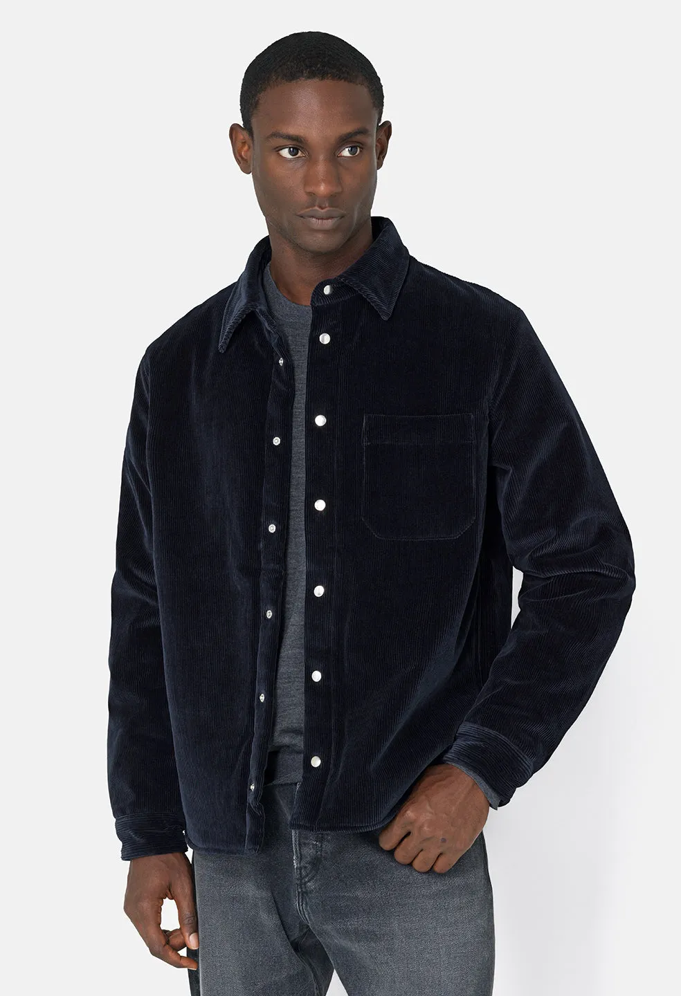 Corduroy Padded Overshirt / Navy