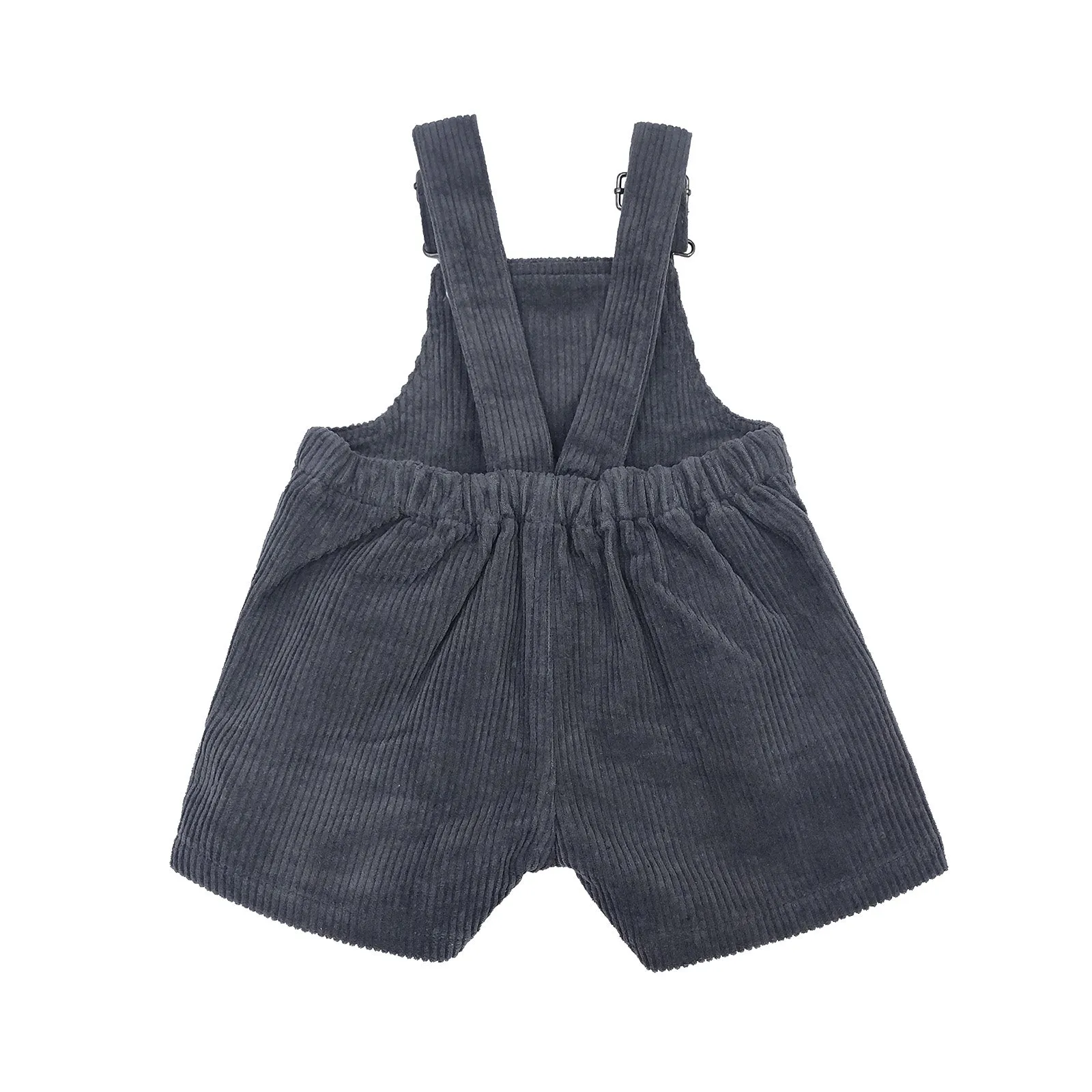 Corduroy Short Overalls - Charcoal