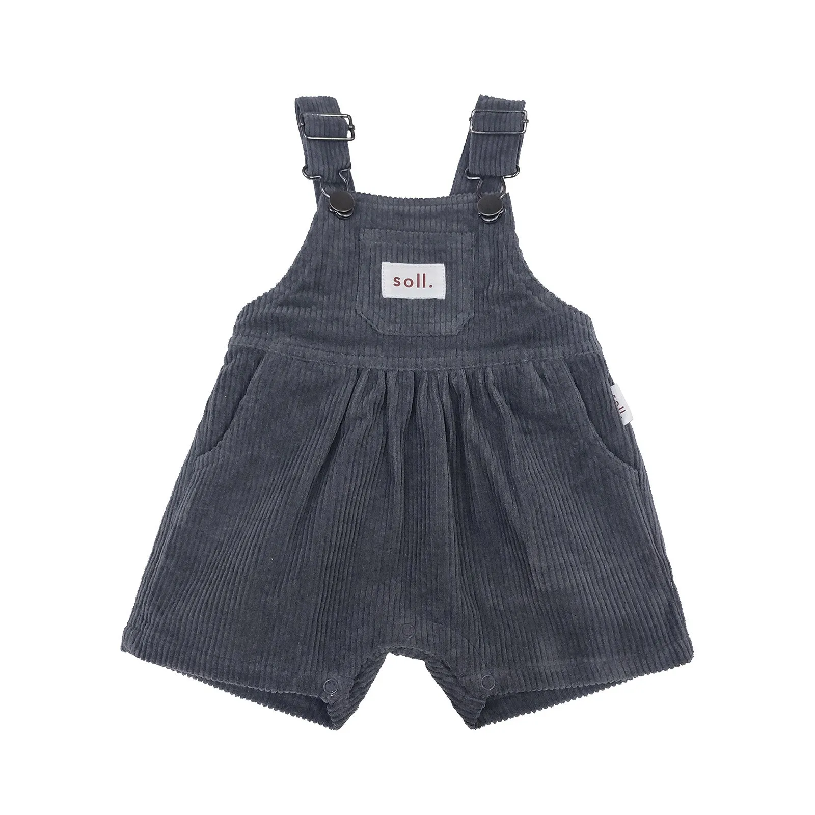 Corduroy Short Overalls - Charcoal