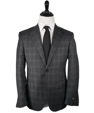 CORNELIANI - Super 16,25 Microns Bold Plaid Gray Suit “Extrafine Wool” - 38R
