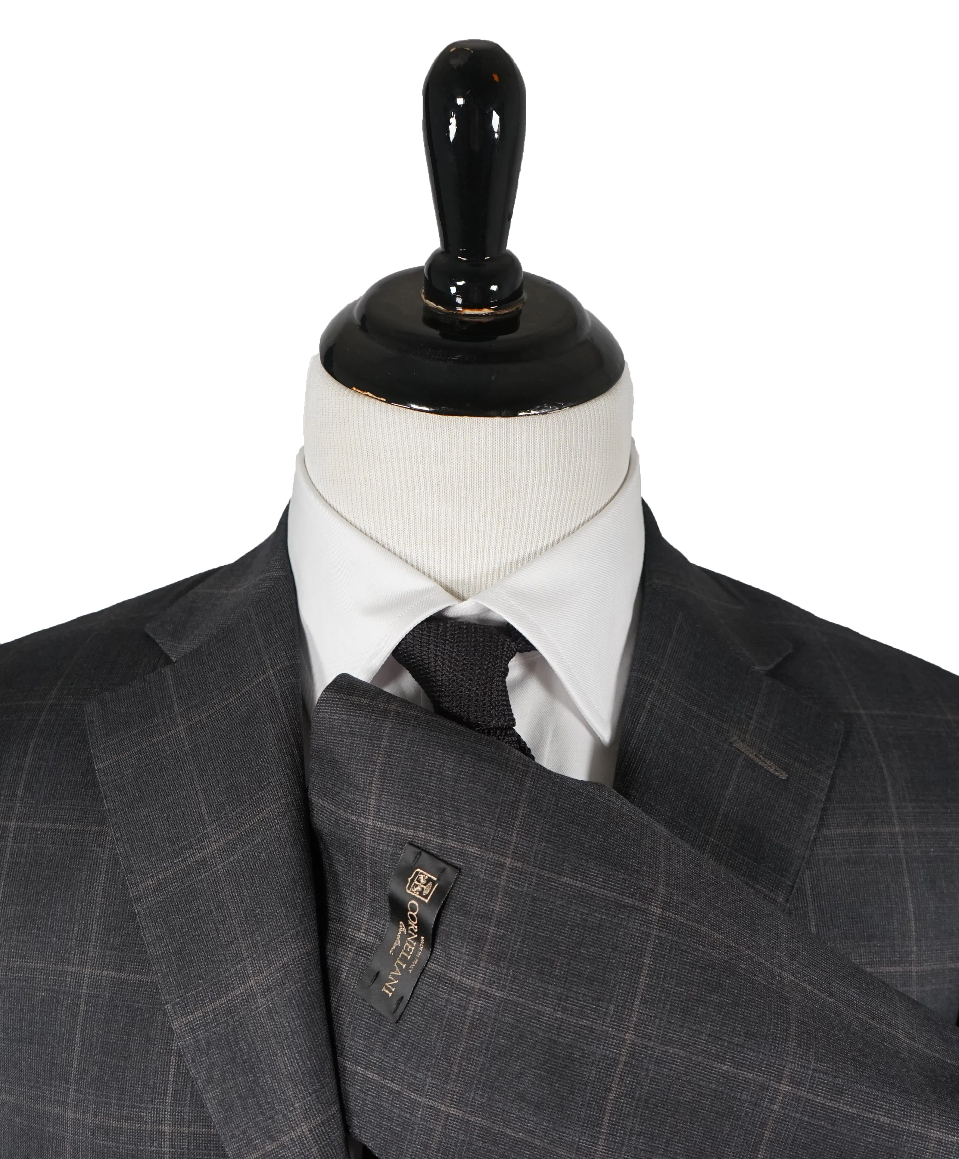 CORNELIANI - Super 16,25 Microns Bold Plaid Gray Suit “Extrafine Wool” - 38R