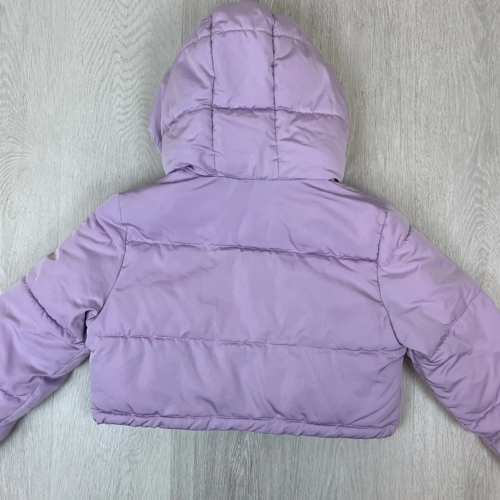Cotton on Womens Cropped Pink Hooded Puffer Jacket Size Small