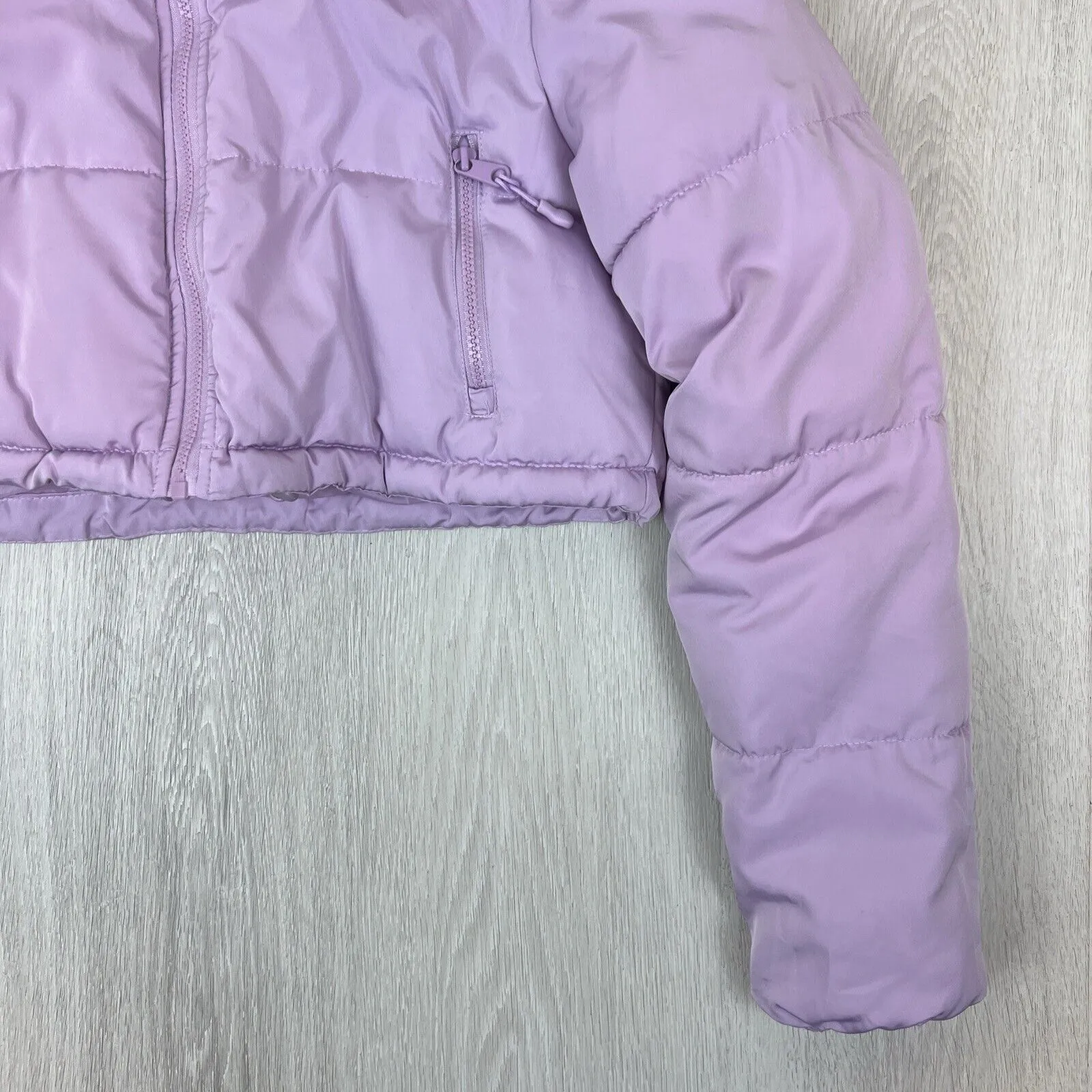 Cotton on Womens Cropped Pink Hooded Puffer Jacket Size Small