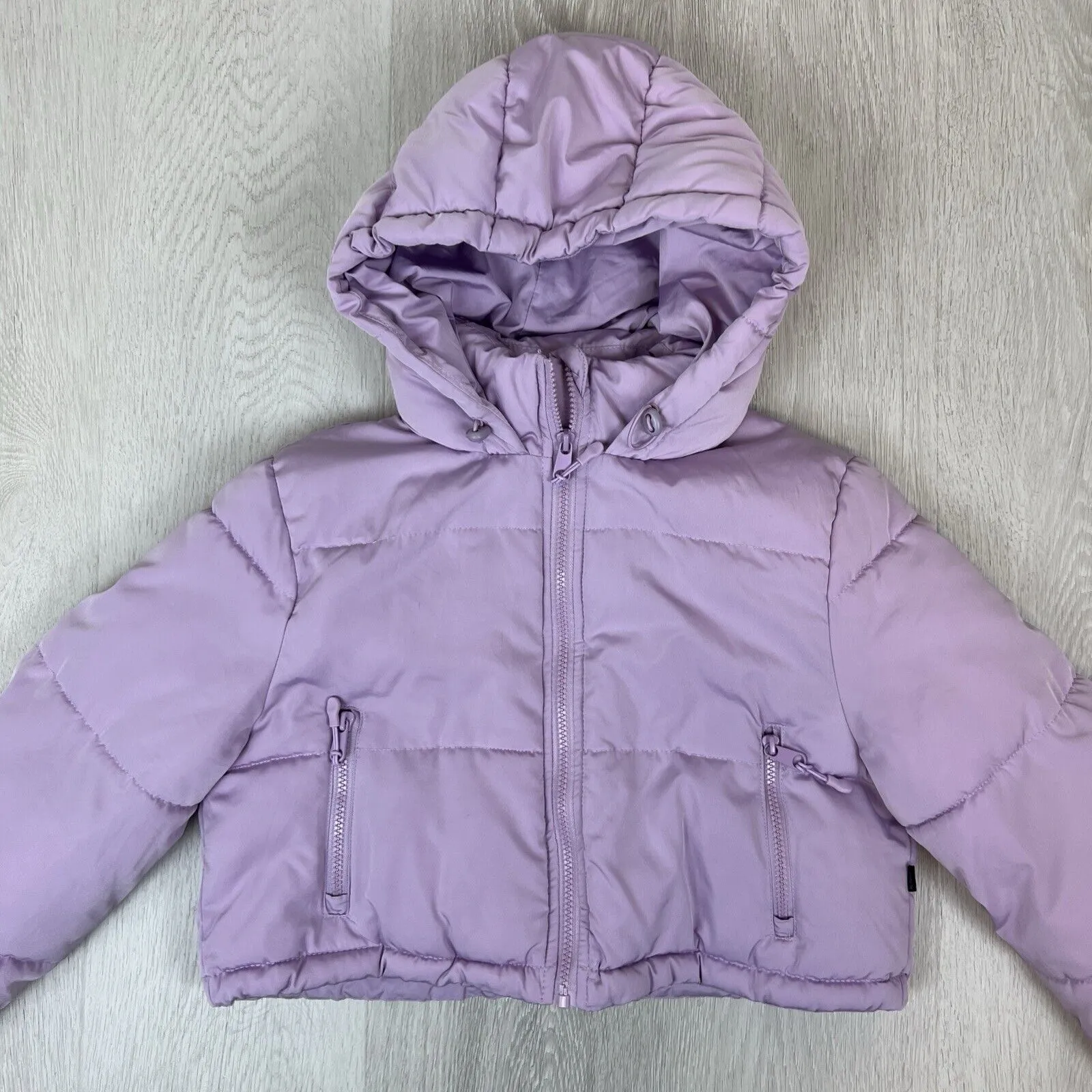 Cotton on Womens Cropped Pink Hooded Puffer Jacket Size Small