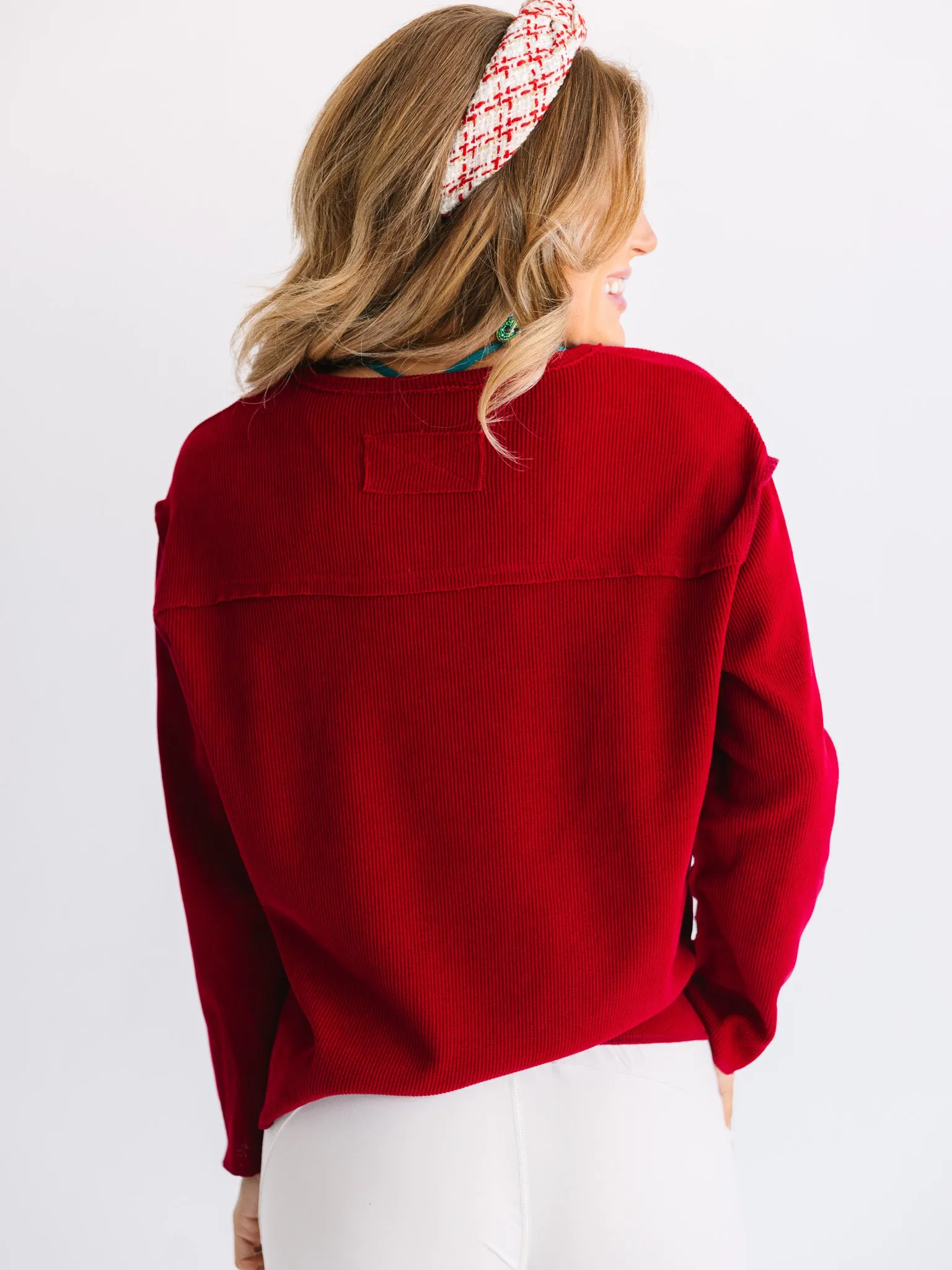 Cozy Waffle V Neck Top