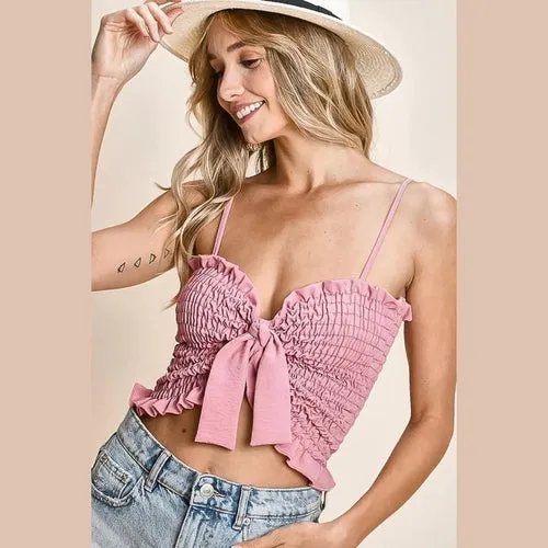 'Cra' Ruffled Smocked Camisole