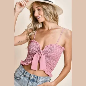 'Cra' Ruffled Smocked Camisole