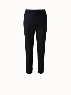 Cropped Tapered Wool Stretch Flannel Pants