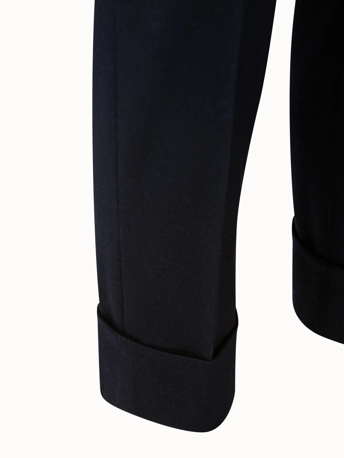 Cropped Tapered Wool Stretch Flannel Pants