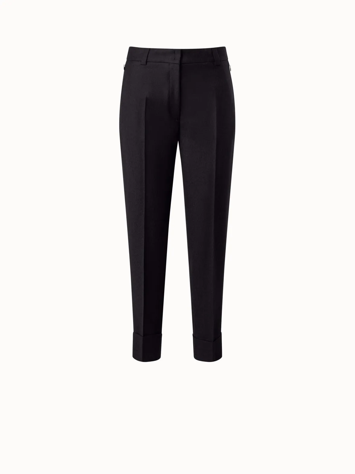 Cropped Tapered Wool Stretch Flannel Pants