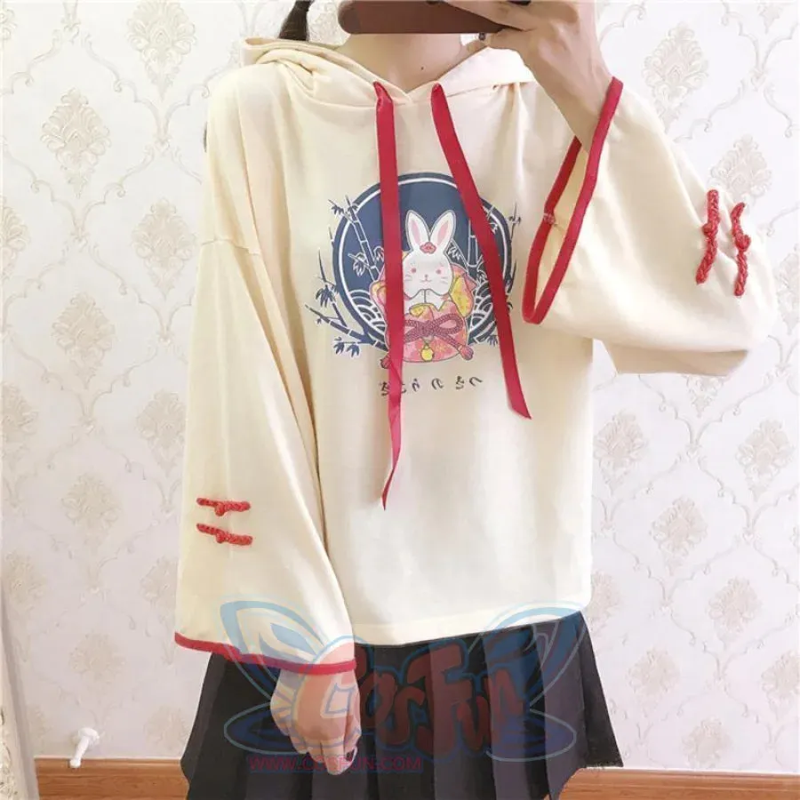 Cute Bunny Print Japanese Drawstring Hoodies J40014