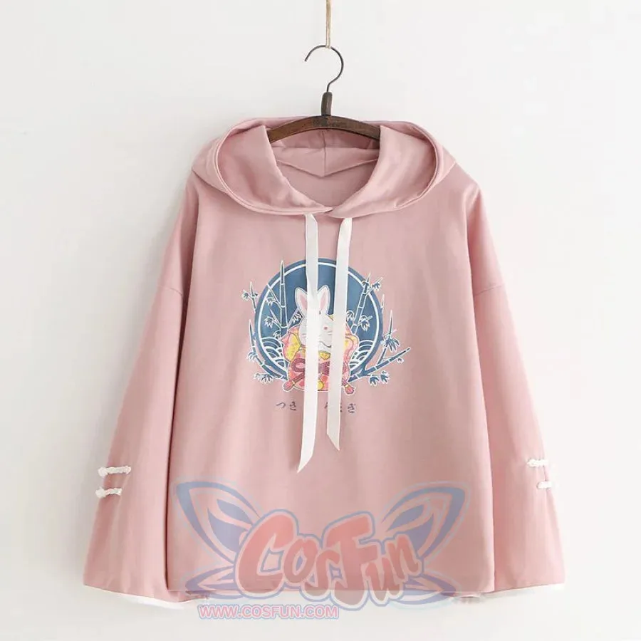 Cute Bunny Print Japanese Drawstring Hoodies J40014
