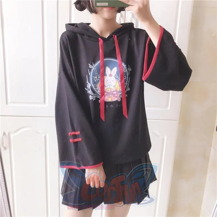 Cute Bunny Print Japanese Drawstring Hoodies J40014