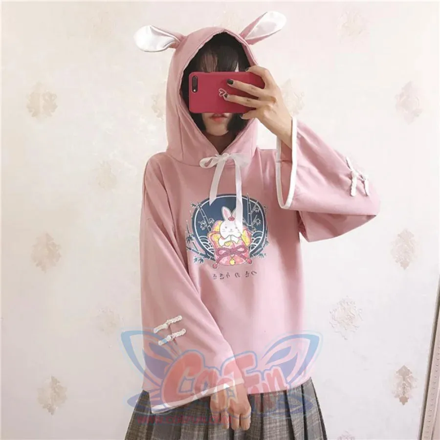 Cute Bunny Print Japanese Drawstring Hoodies J40014