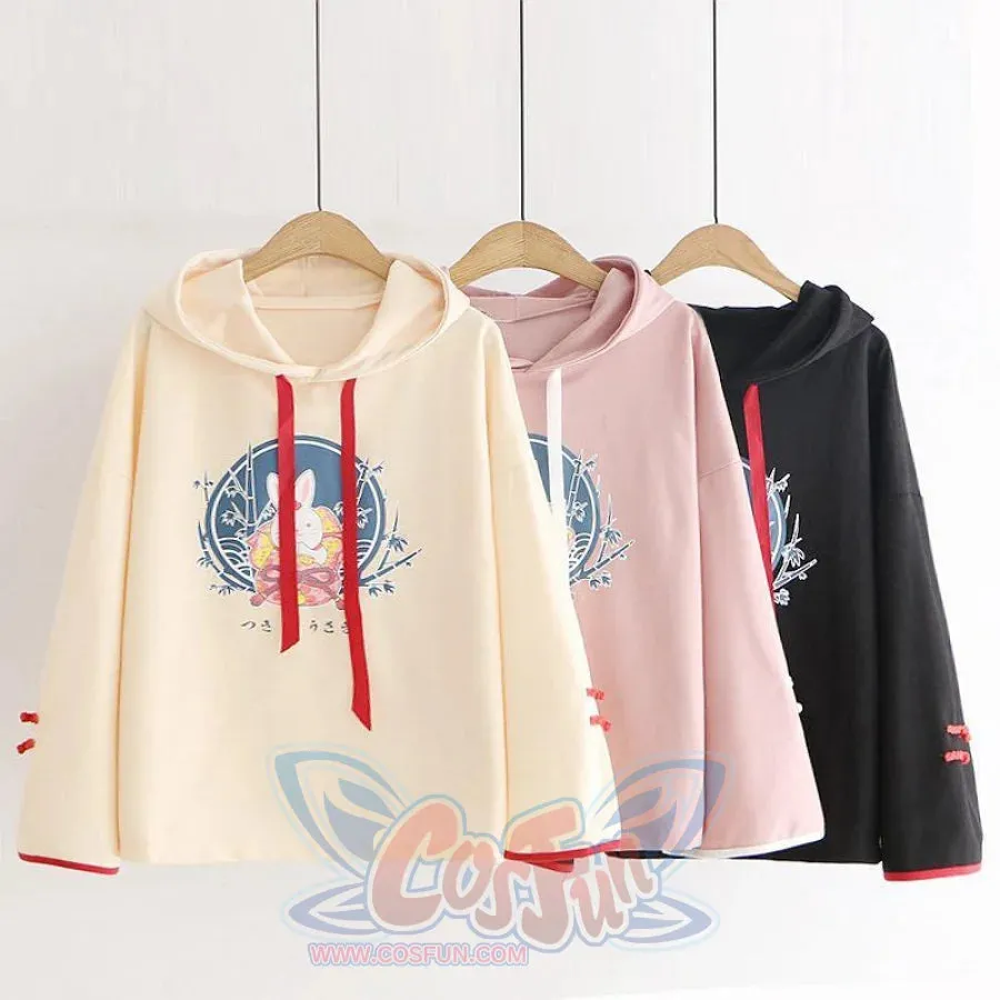 Cute Bunny Print Japanese Drawstring Hoodies J40014