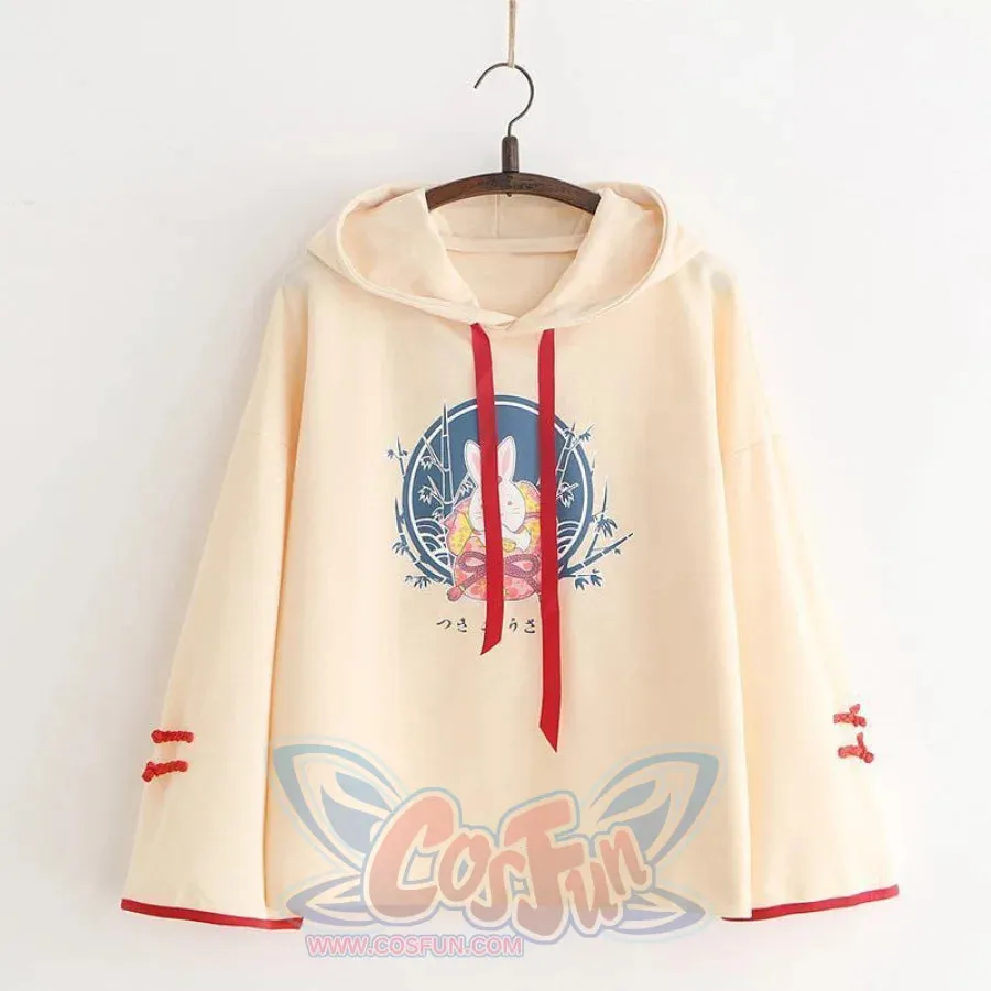Cute Bunny Print Japanese Drawstring Hoodies J40014