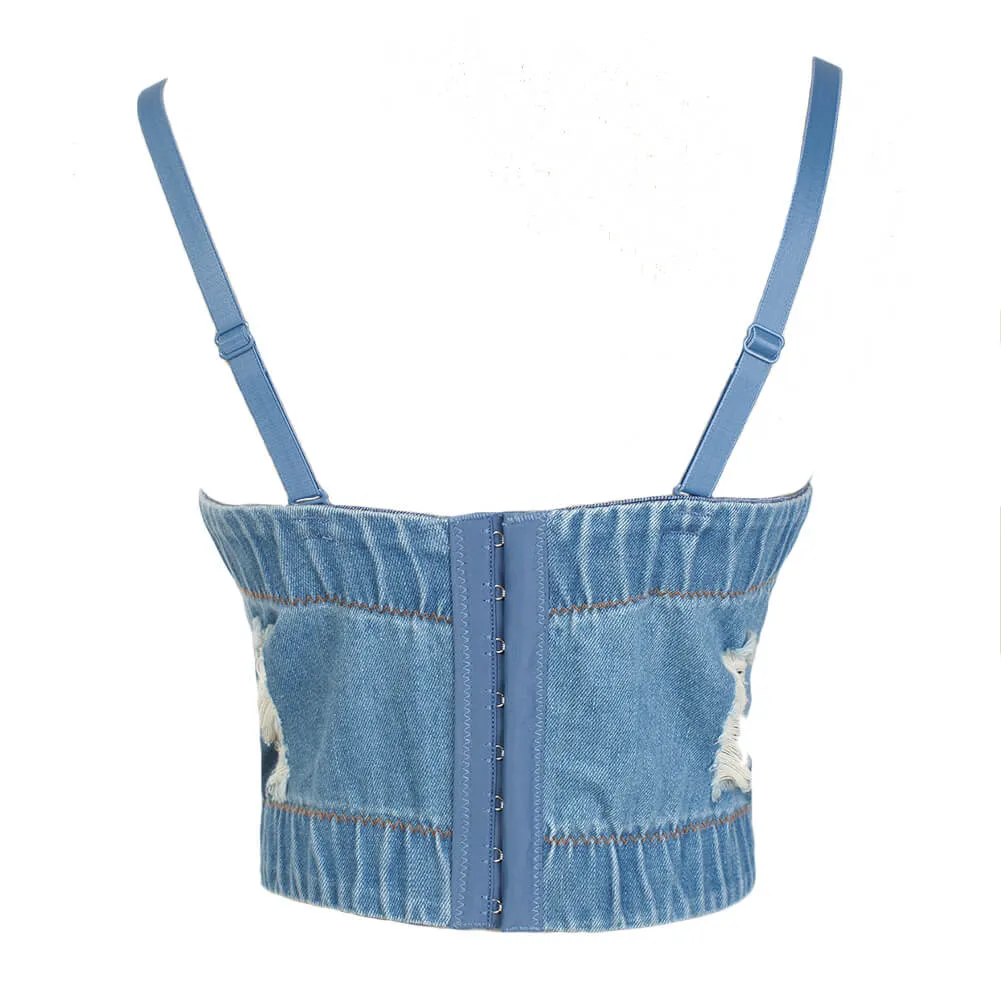 Cute Hole Cartoon Decoration Push Up Bustier Cropped Top