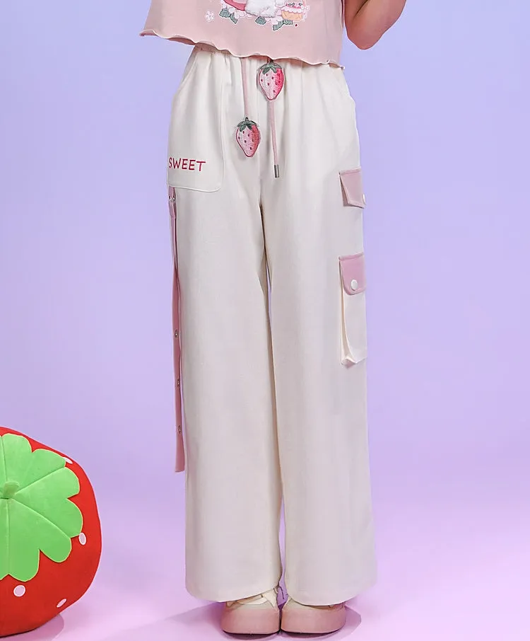 Cute Soft Girl Style Strawberry Print Overalls