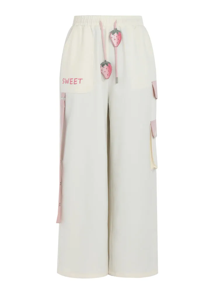 Cute Soft Girl Style Strawberry Print Overalls