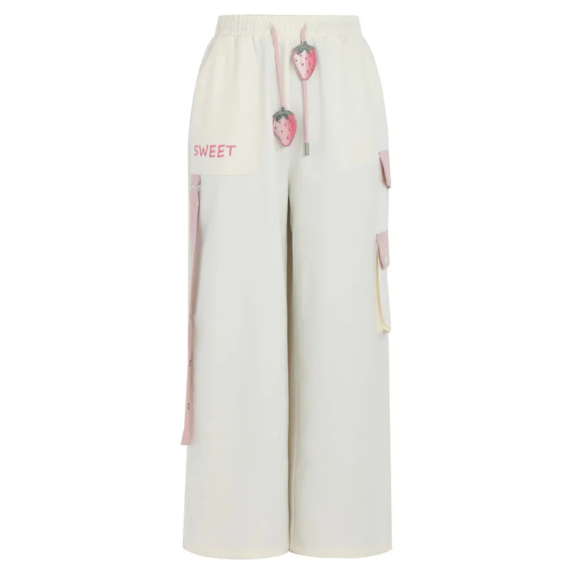 Cute Soft Girl Style Strawberry Print Overalls