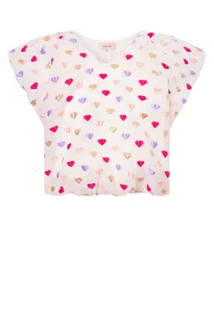 Dahlia Wing Top - Pink Hearts