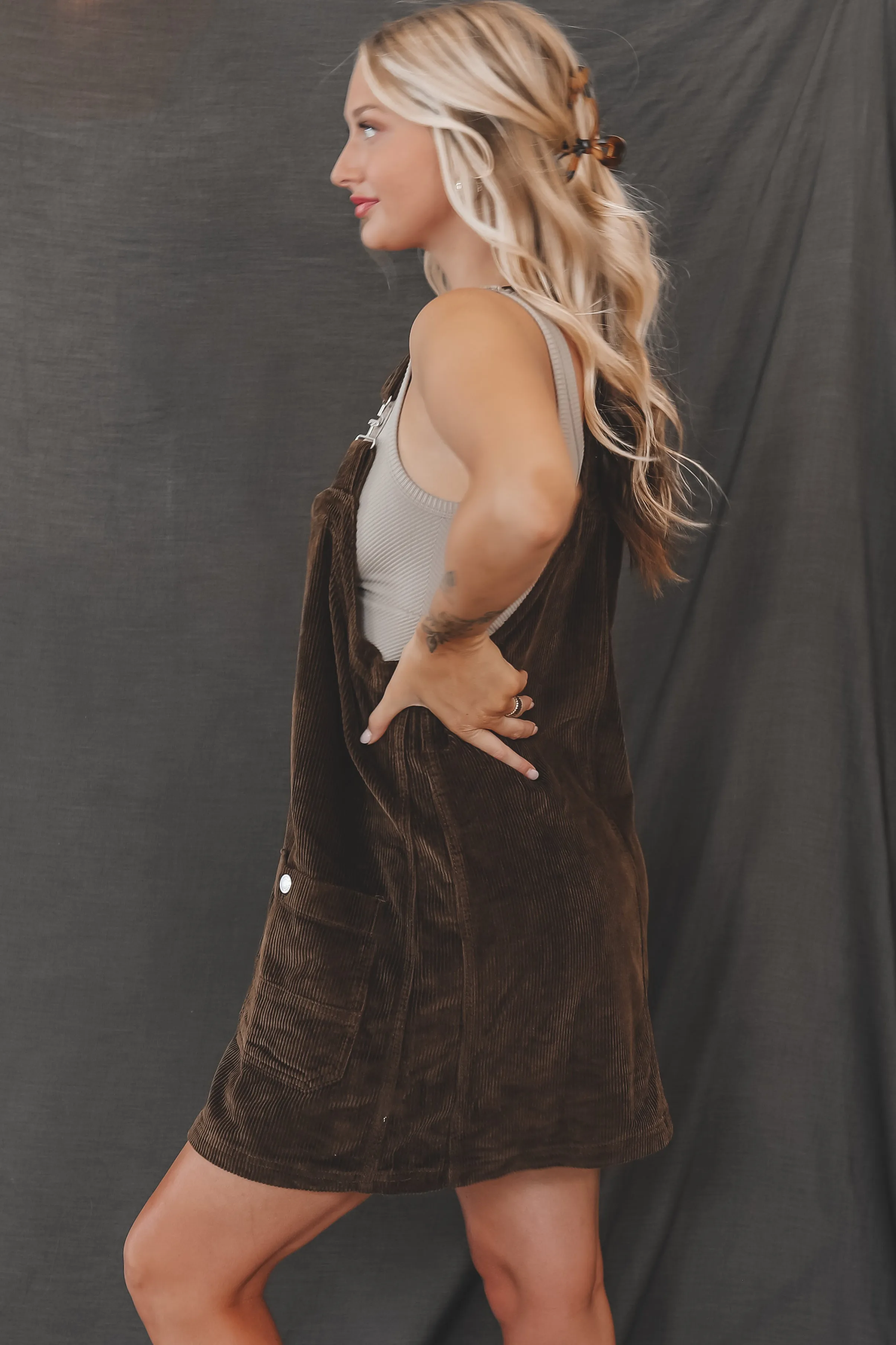 DEAL Coming Home For The Weekend Corduroy Overall Dress