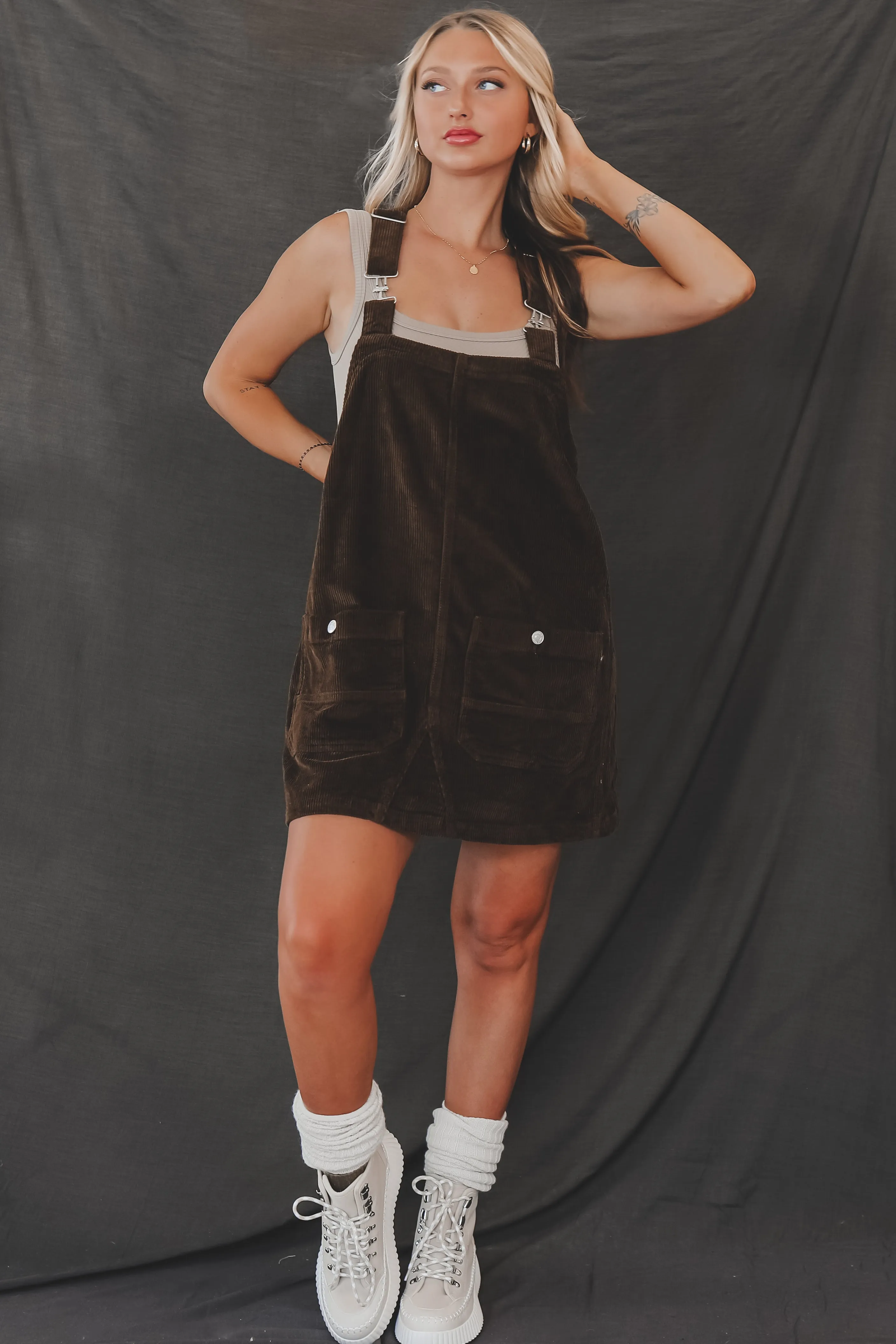 DEAL Coming Home For The Weekend Corduroy Overall Dress