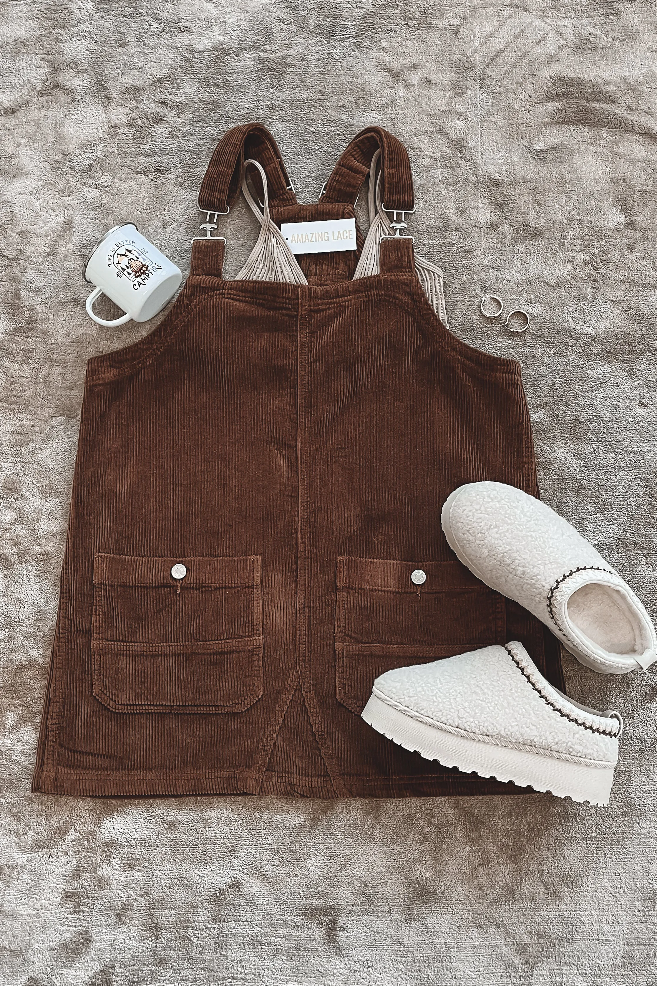 DEAL Coming Home For The Weekend Corduroy Overall Dress