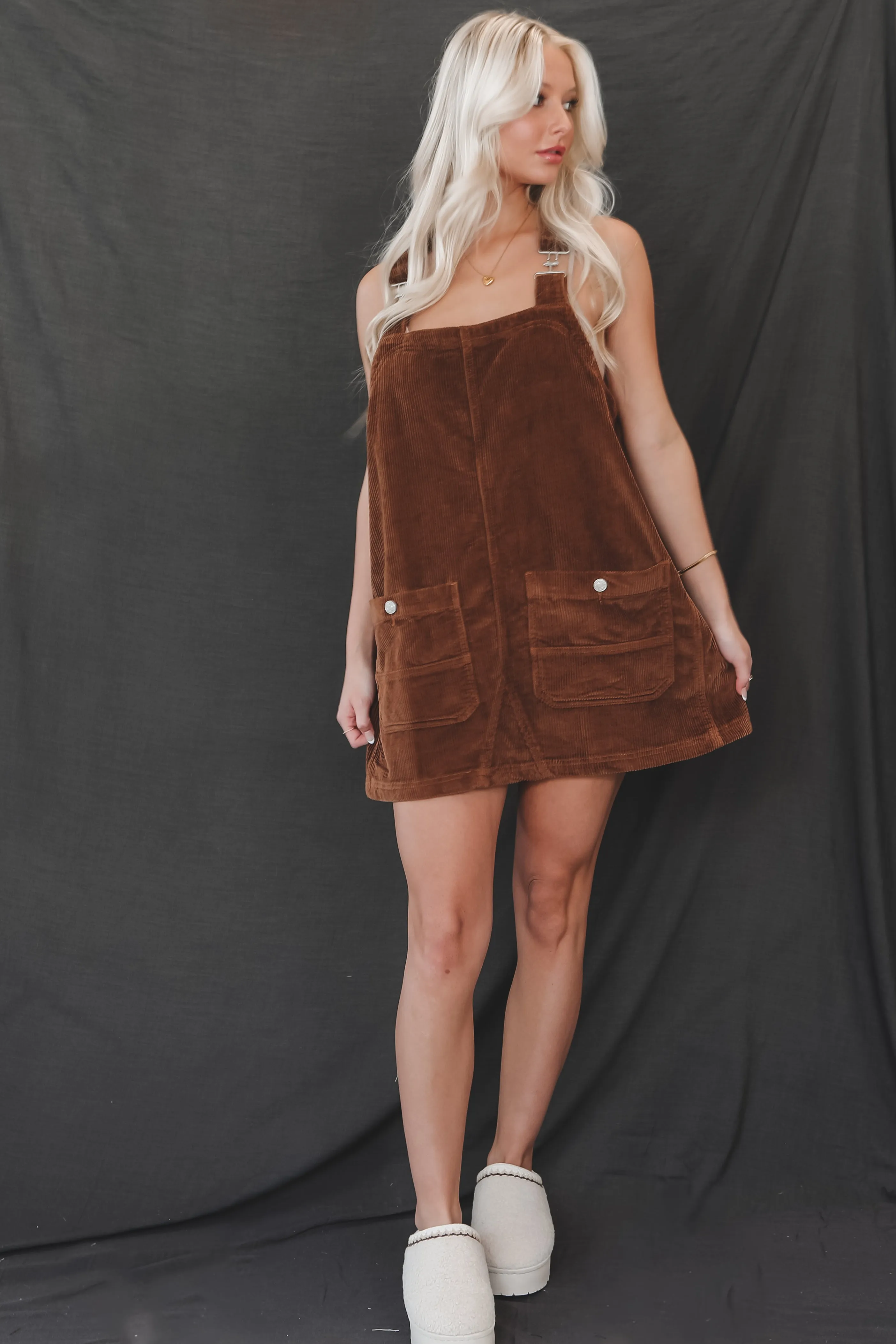 DEAL Coming Home For The Weekend Corduroy Overall Dress