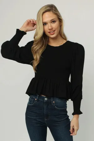 Dear John Xaria Long Sleeve Peplum Top