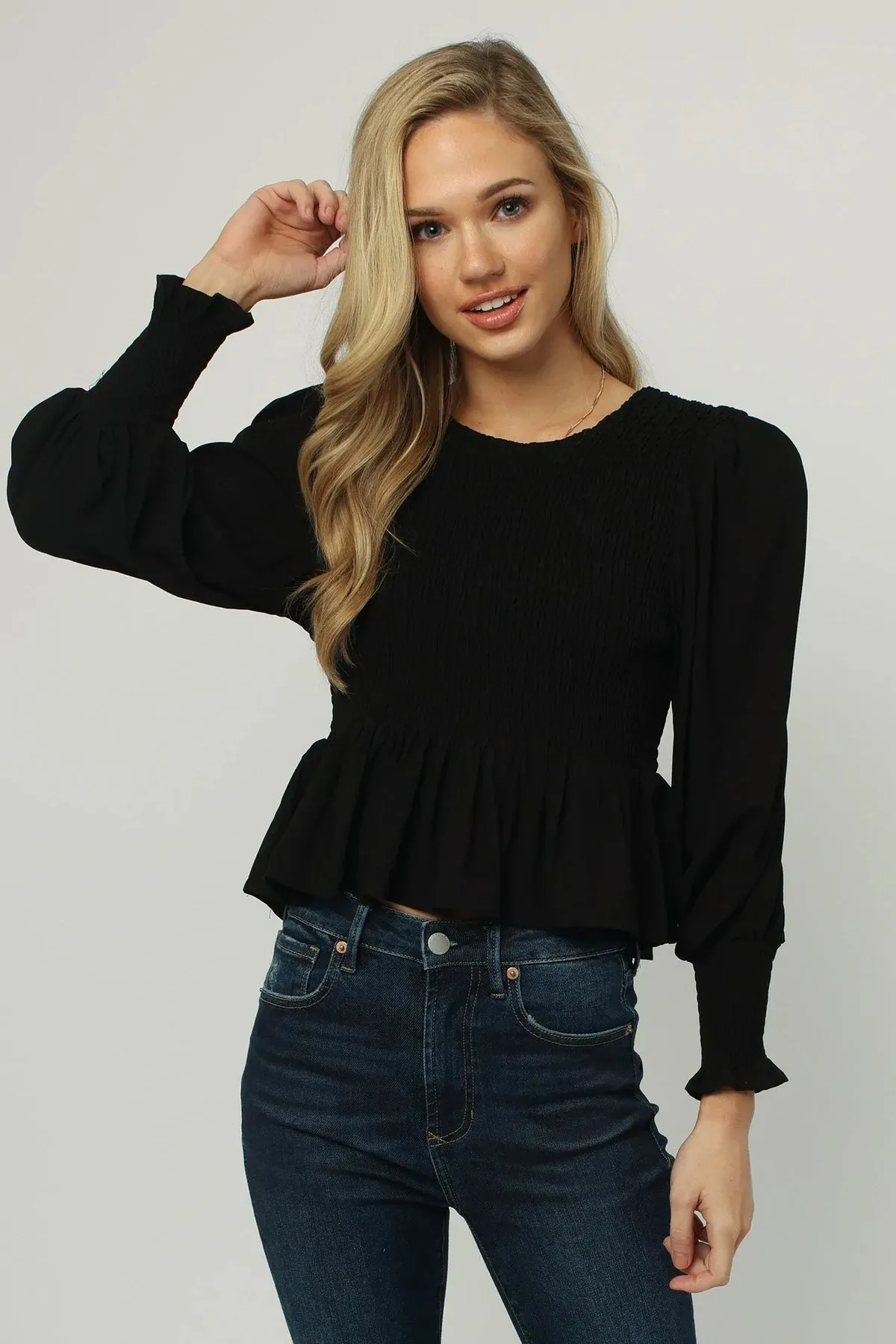 Dear John Xaria Long Sleeve Peplum Top