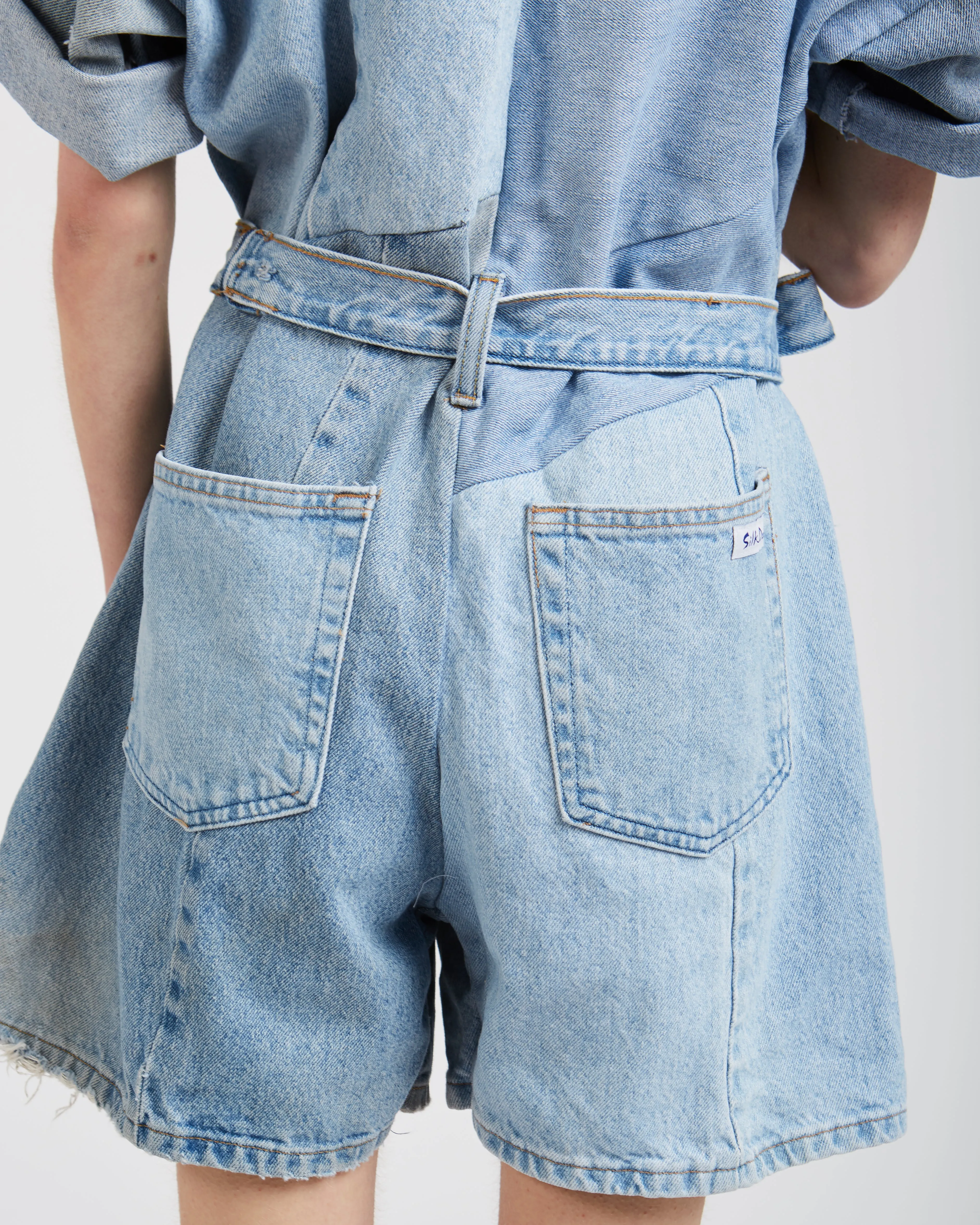 Denim patchwork jumpsuit