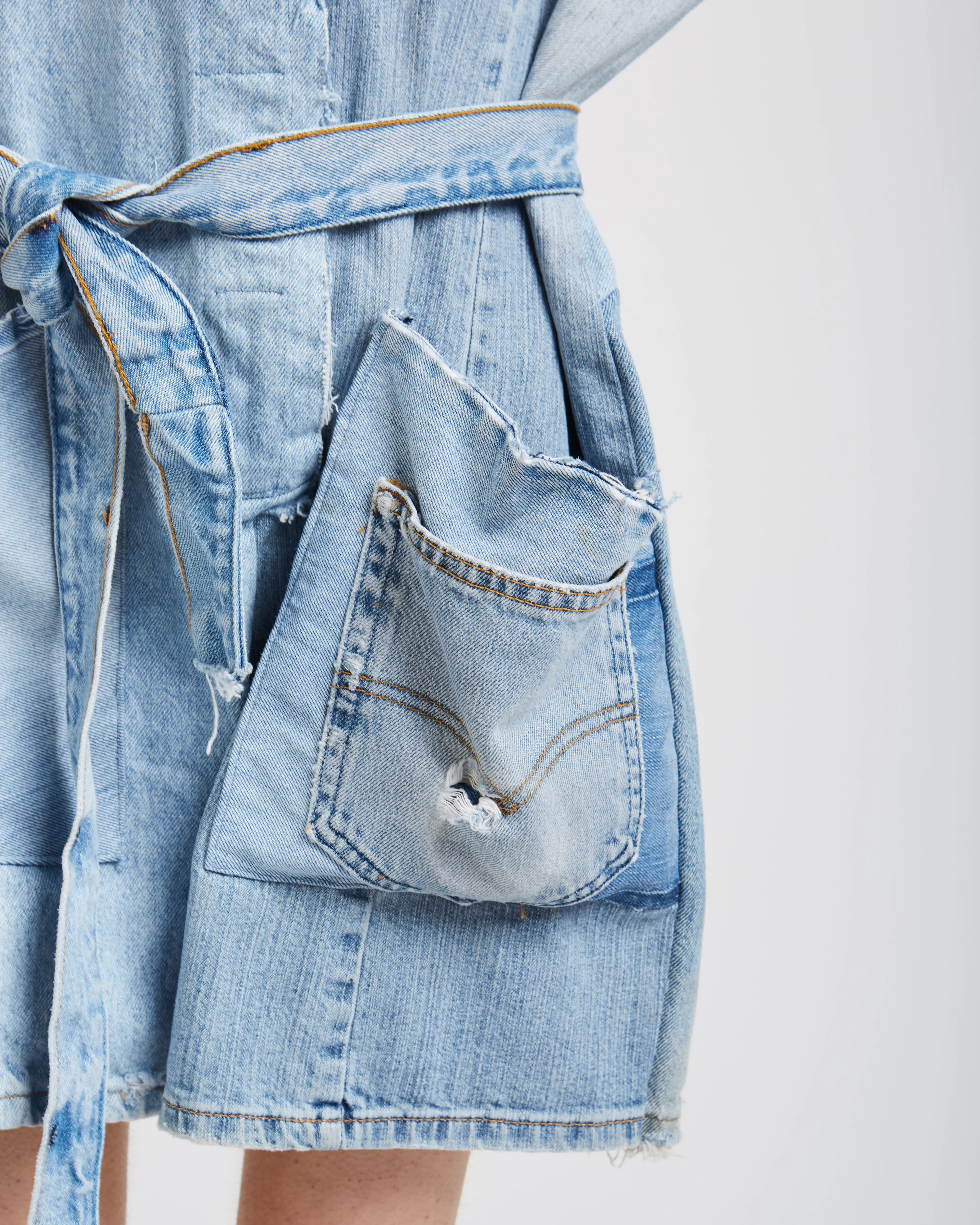Denim patchwork jumpsuit