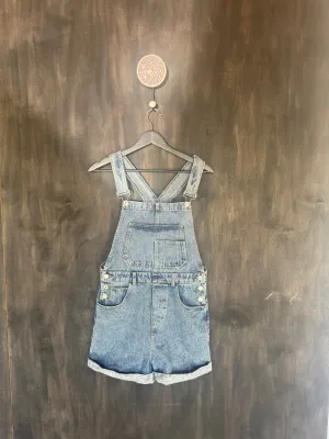 denim short overalls