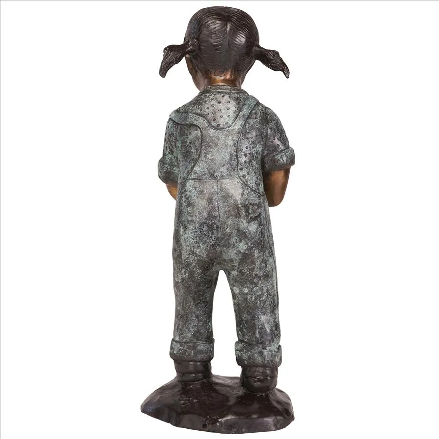 Design Toscano- Watering Can Caitlyn Little Gardener Cast Bronze Garden Statue