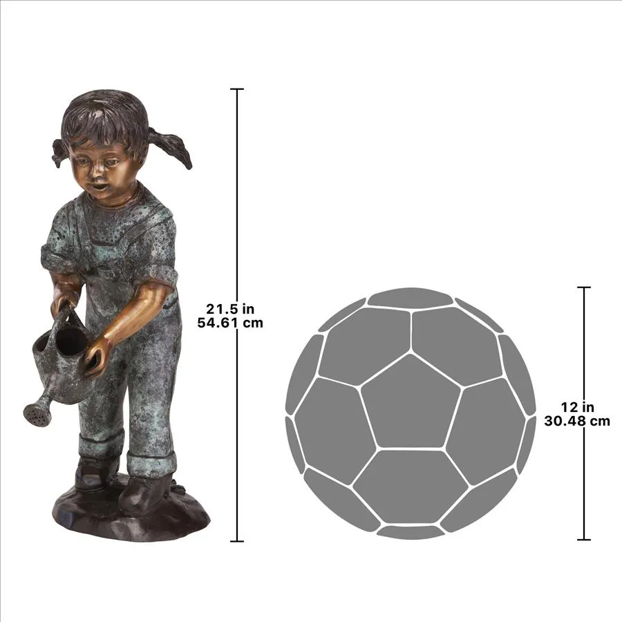 Design Toscano- Watering Can Caitlyn Little Gardener Cast Bronze Garden Statue