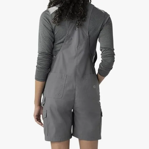 Dickies XSmall Shortalls Cooling Ripstop Bib Overalls Shorts Rinsed Gray NWT