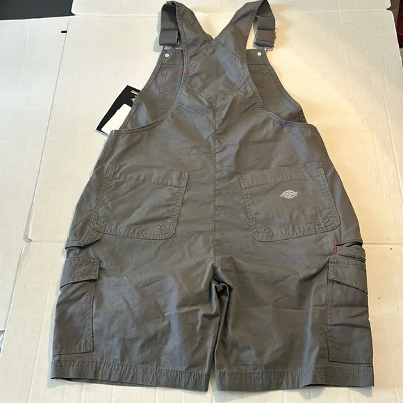 Dickies XSmall Shortalls Cooling Ripstop Bib Overalls Shorts Rinsed Gray NWT