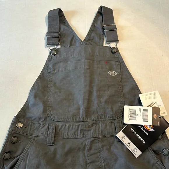 Dickies XSmall Shortalls Cooling Ripstop Bib Overalls Shorts Rinsed Gray NWT