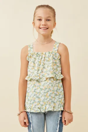 Ditsy Floral Ruffled Detail Tank