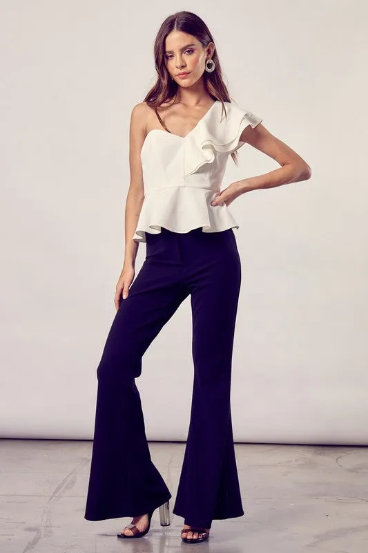 Do   Be Collection Junior One Shoulder Ruffle Peplum Top