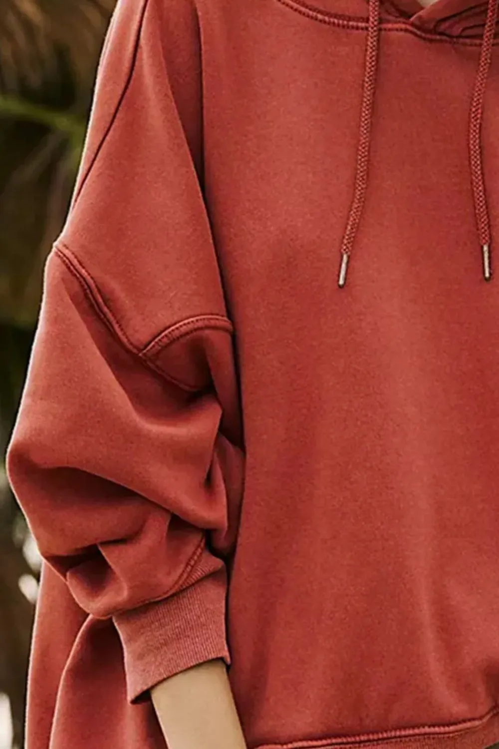 Drawstring Dropped Shoulder Long Sleeve Hoodie S-2XL