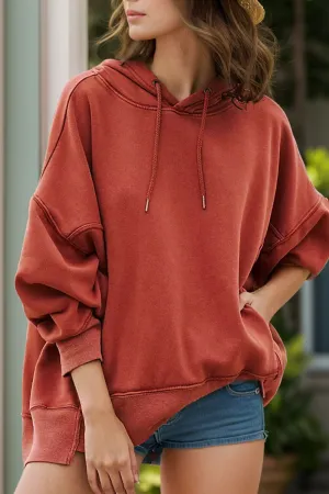 Drawstring Dropped Shoulder Long Sleeve Hoodie S-2XL