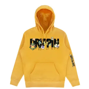 Drippin Flowers & Butterflies Black | Mustard Hoodie