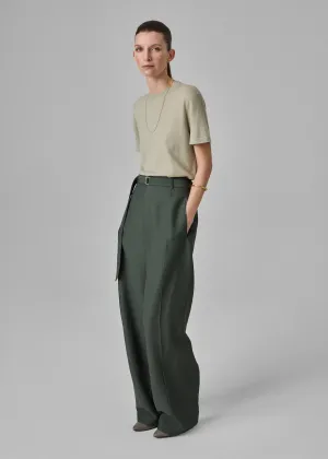 Drop Waist Trouser in Faille - Pistachio