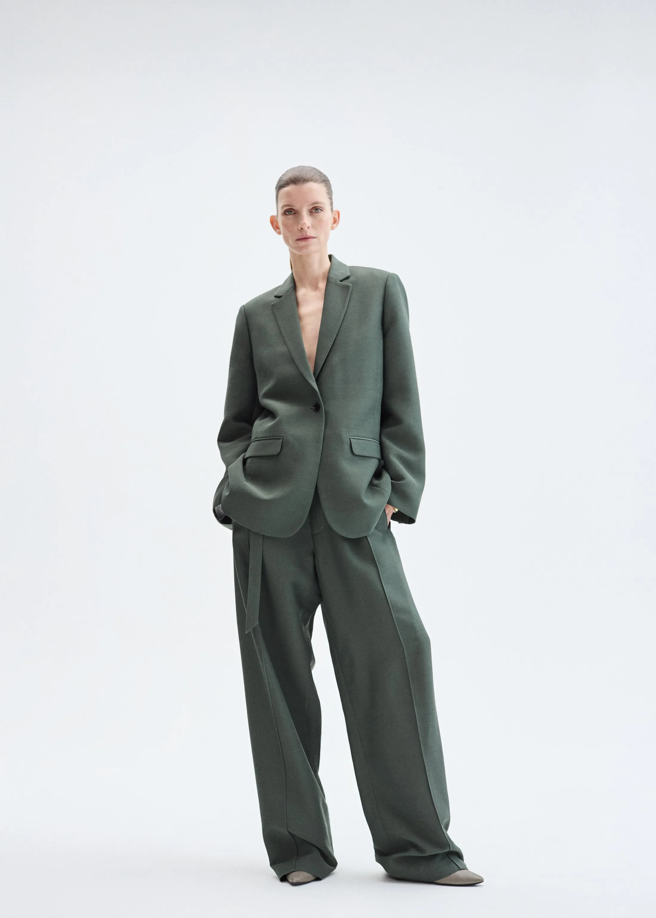 Drop Waist Trouser in Faille - Pistachio