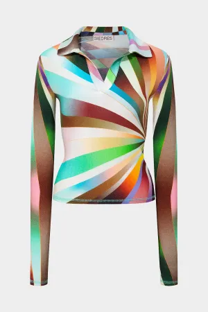 Duo Sun-Ray Printed Knit Top in Multi