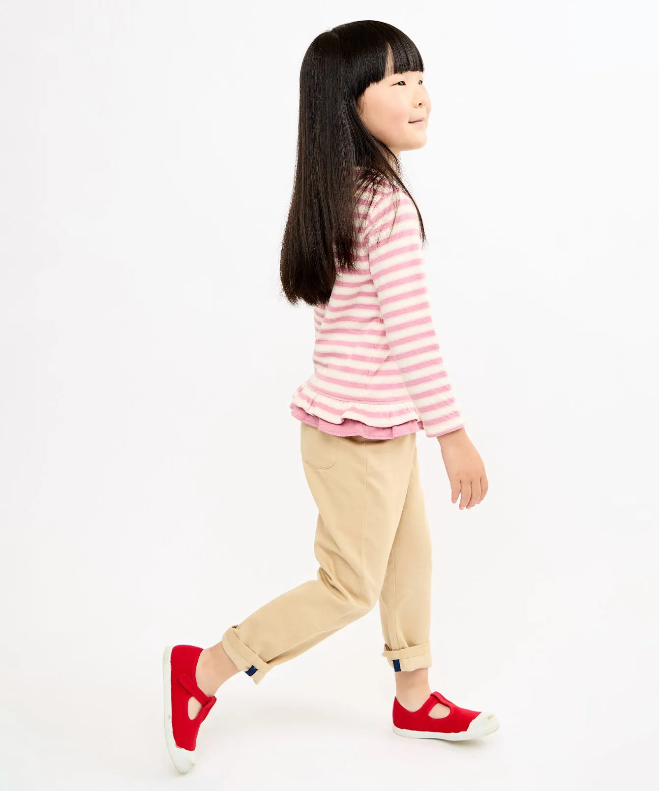 Edwina T-Shirt, Rose Rugby Stripe
