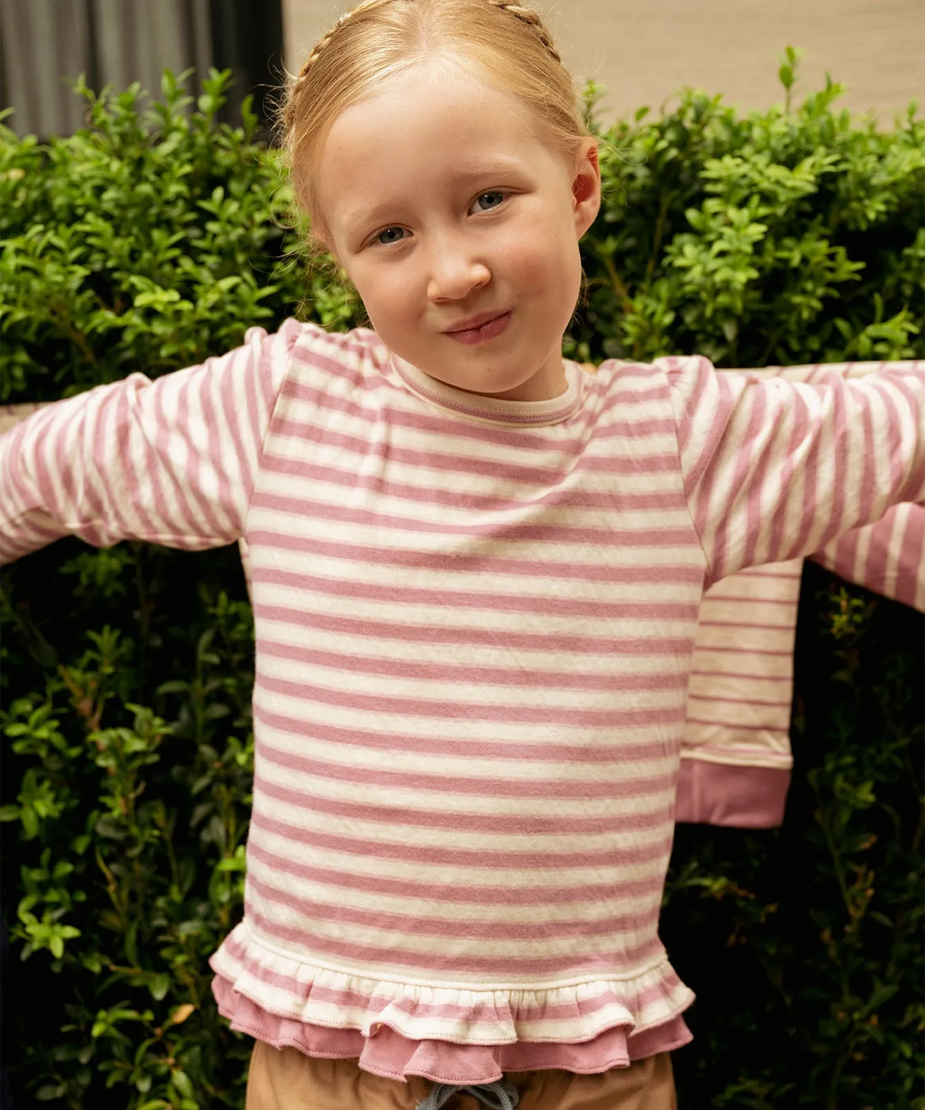 Edwina T-Shirt, Rose Rugby Stripe